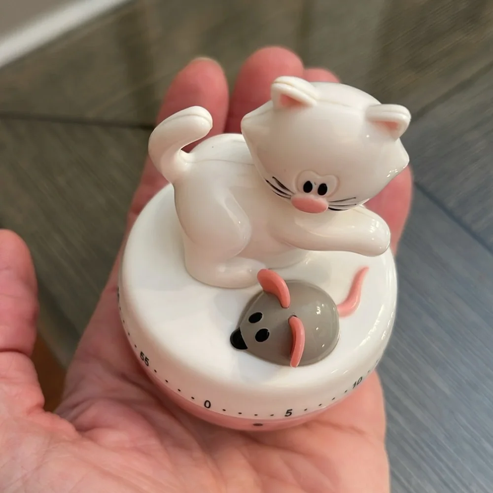 JOIE Cute Cat Kitchen Timer with Mouse, Acrylic, Retro Kitchen & Bag Ties
